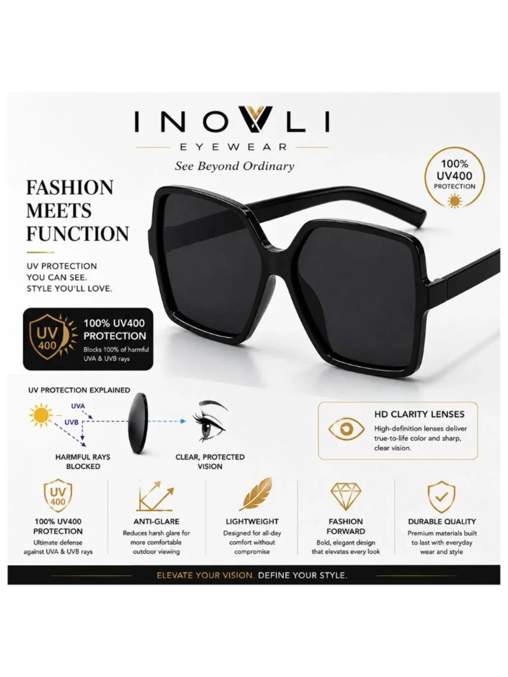 Luxury Oversized Square Designer Style Sunglasses UV400 Fashion Women Shades